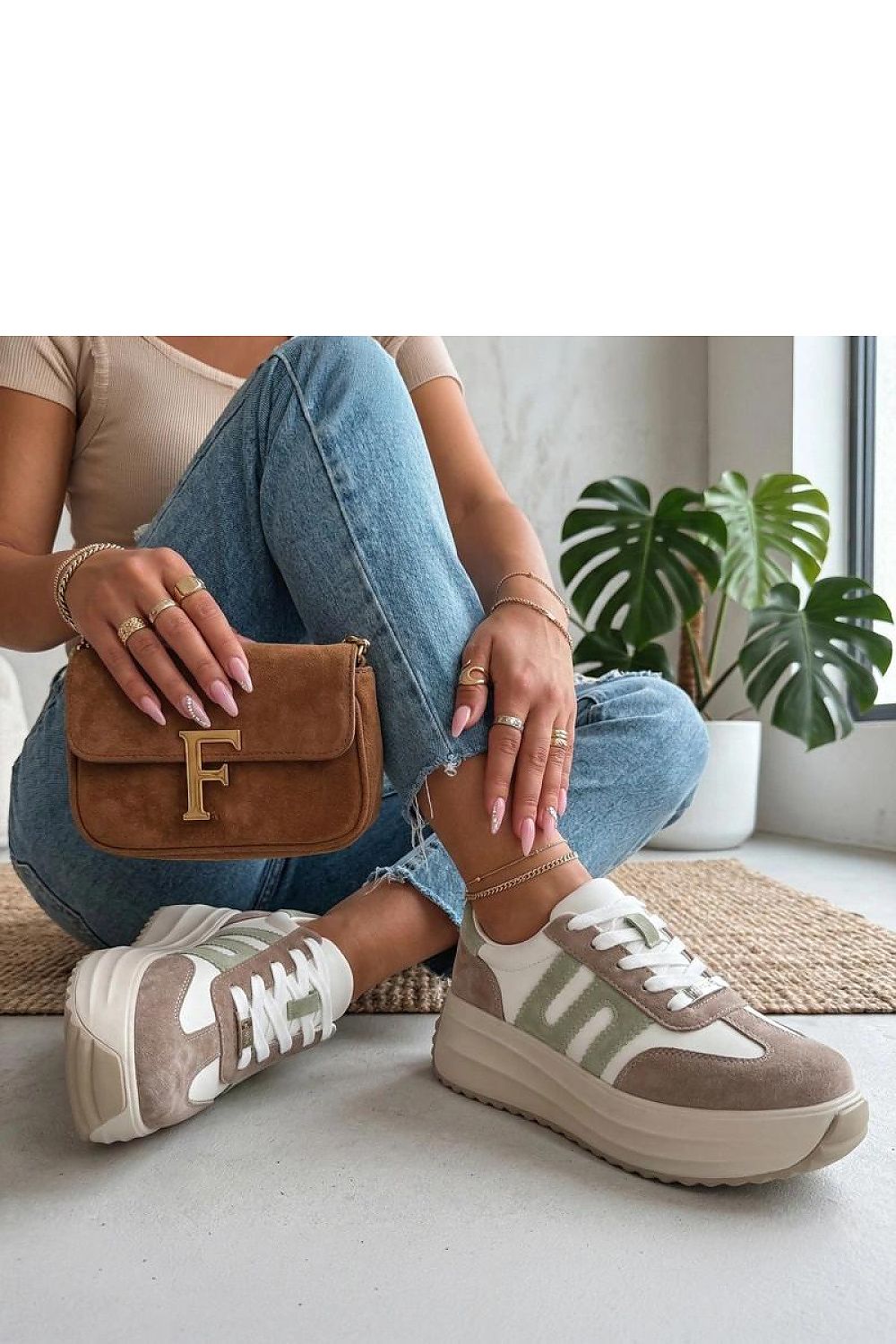 Buty Sportowe White/Beige - Solea — beżowa — Obuwie — EldoradoShop