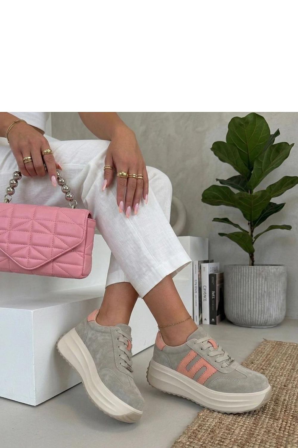Buty Sportowe White/Beige - Solea — beżowa — Obuwie — EldoradoShop