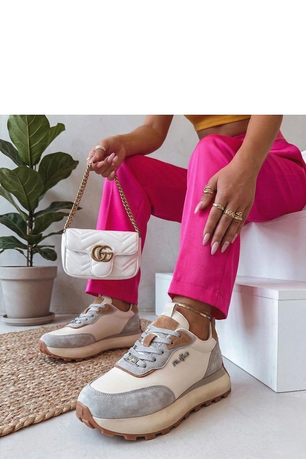 Buty Sportowe Beige/Blue - Solea — beżowa — Obuwie — EldoradoShop