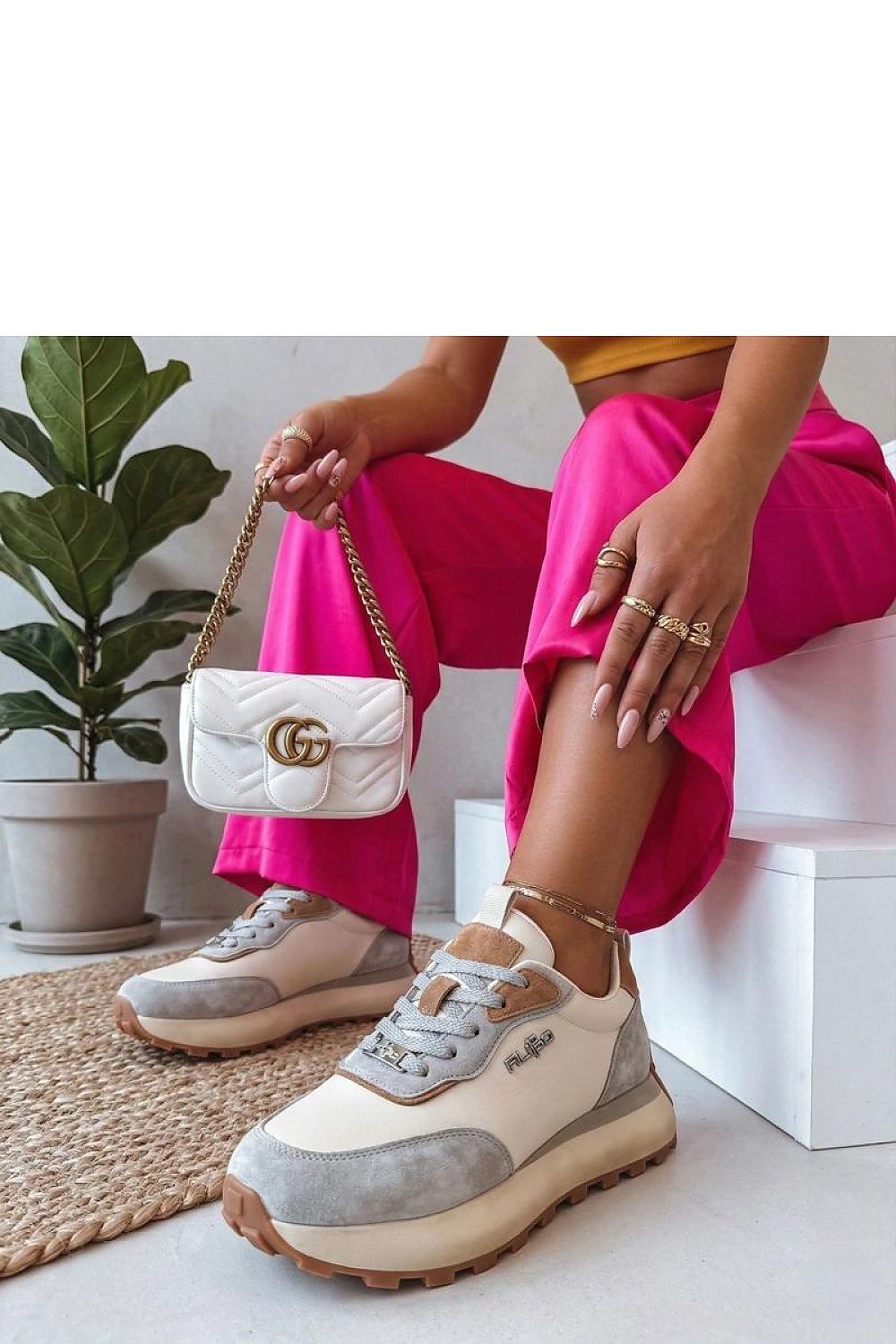 Buty Sportowe Beige/Blue - Solea — beżowa — Obuwie — EldoradoShop