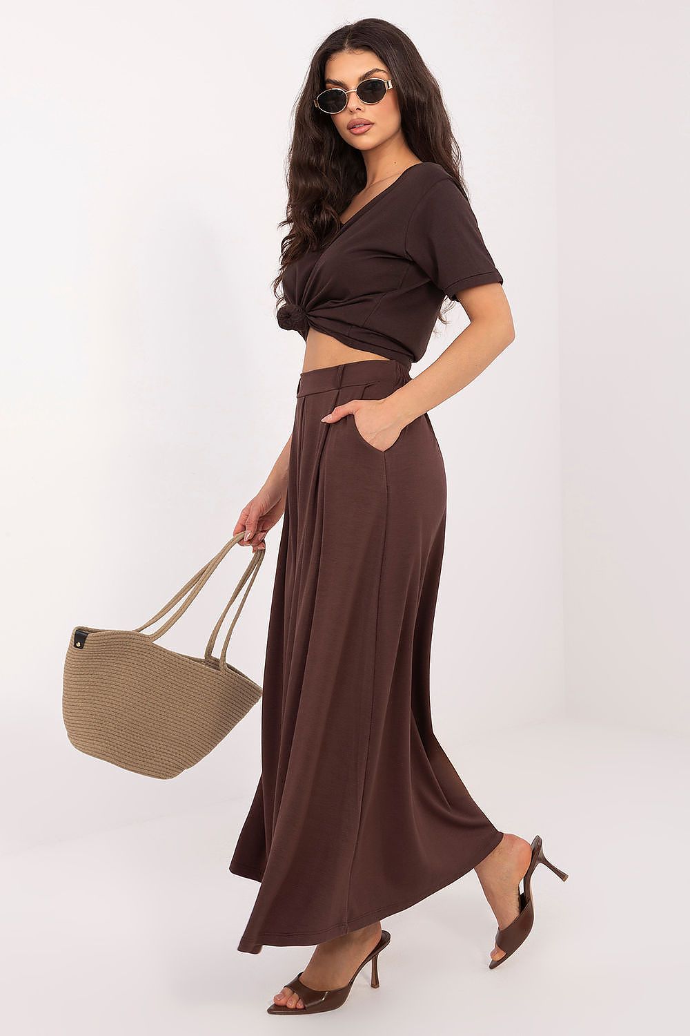  Spódnica Model RV-SD-A1240.22P Dark Brown - Relevance 