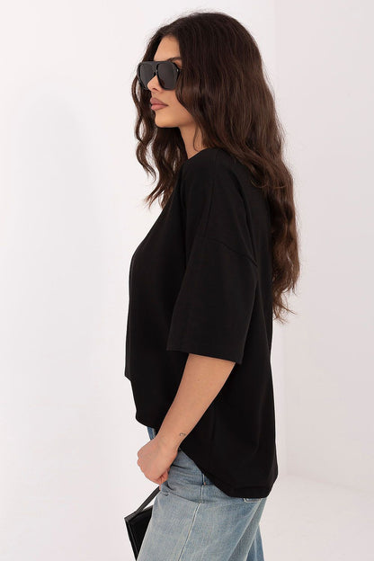  Tshirt Damski Model RV-BZ-A1230.12 Black - Rue Paris 