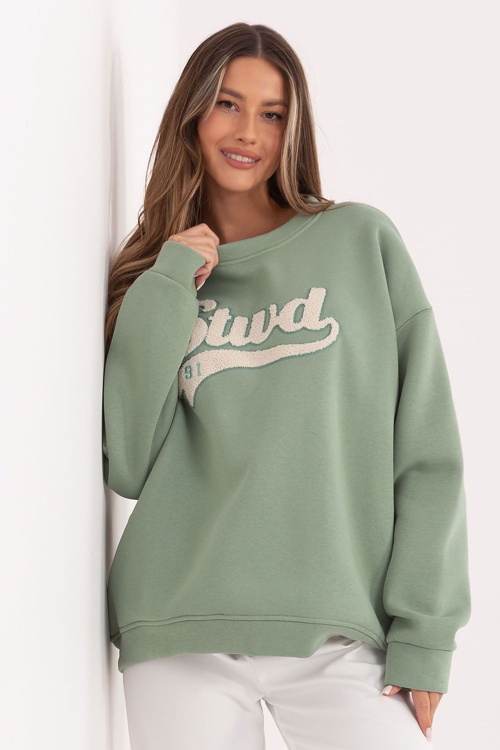   Bluza Damska Model RV-BL-A1080.21P Pistacja - Rue Paris 
