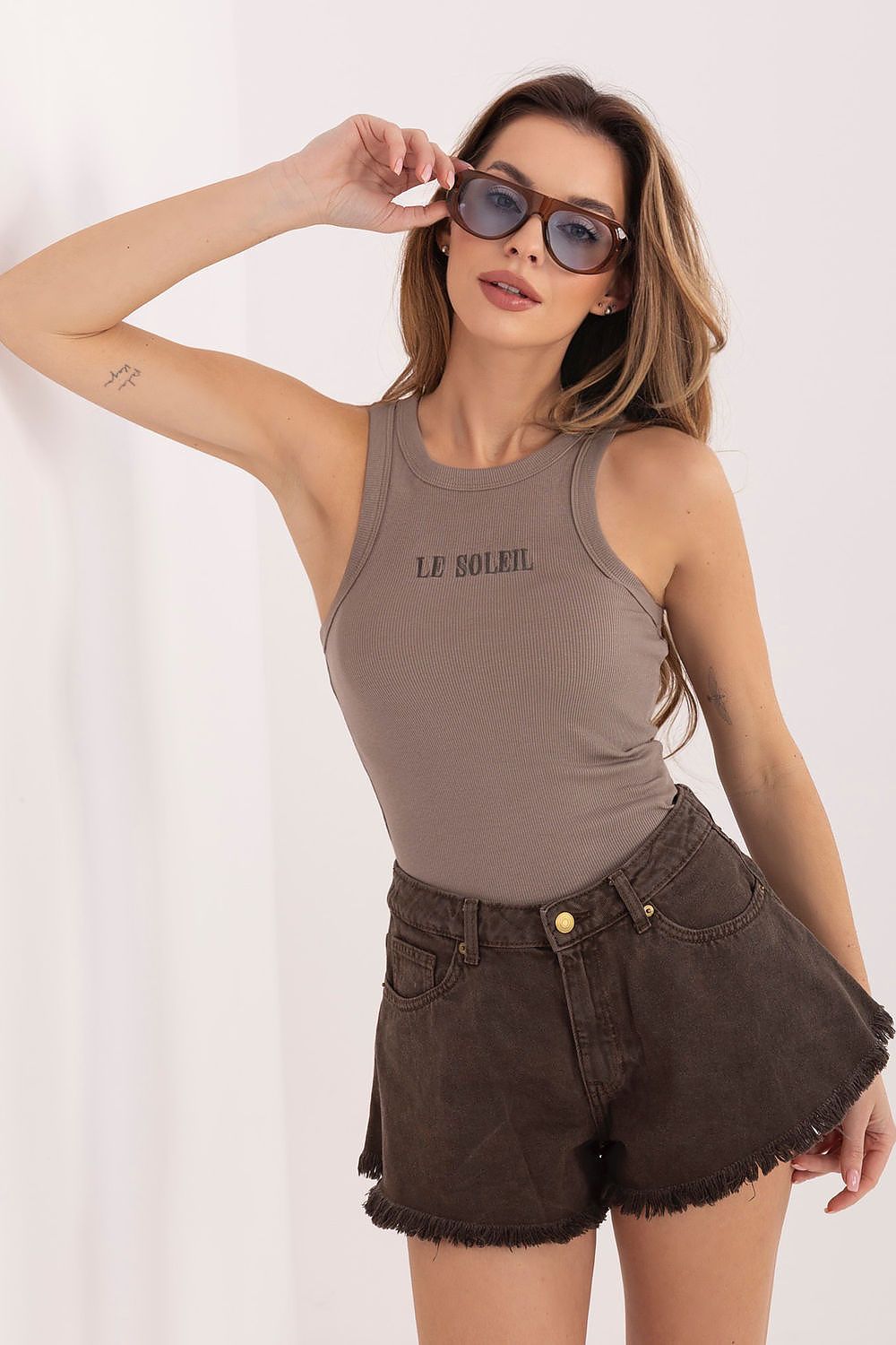  Koszulka Top Model D16005AH02704B Dark Beige - Sublevel 