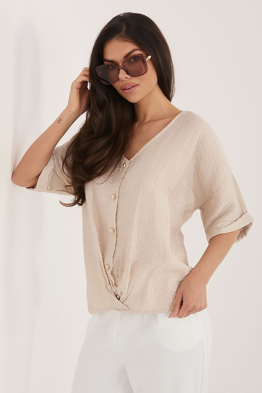   Koszula Damska Model IT-BZ-81891.49 Beige - Italy Moda 