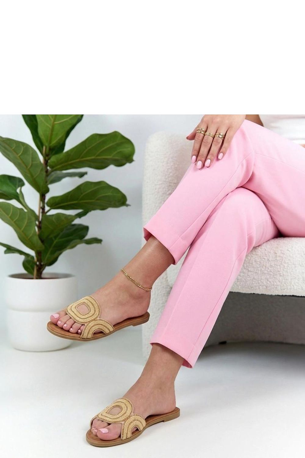  Sandał Klapki Model Olivia LCQ-9 Beige - Solea 