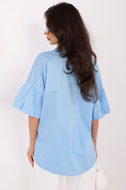   Koszula Damska Model MI-KS-3389A.90 Light Blue - Italy Moda 