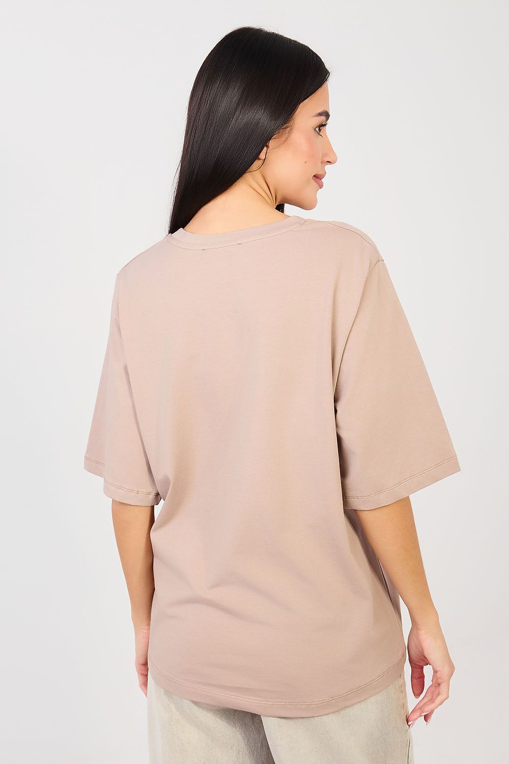   Tshirt Damski Model RV-TS-A1089.87 Dark Beige - Rue Paris 