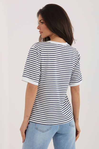   Tshirt Damski Model IT-TS-20881.85 White/Navy - Rue Paris 
