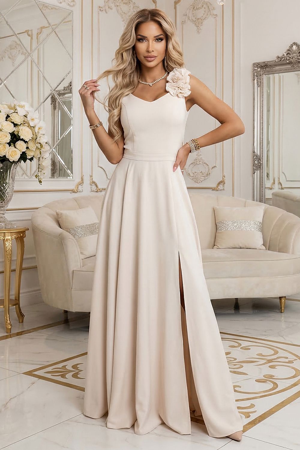  Sukienka Model 643-3 Beige - Numoco 