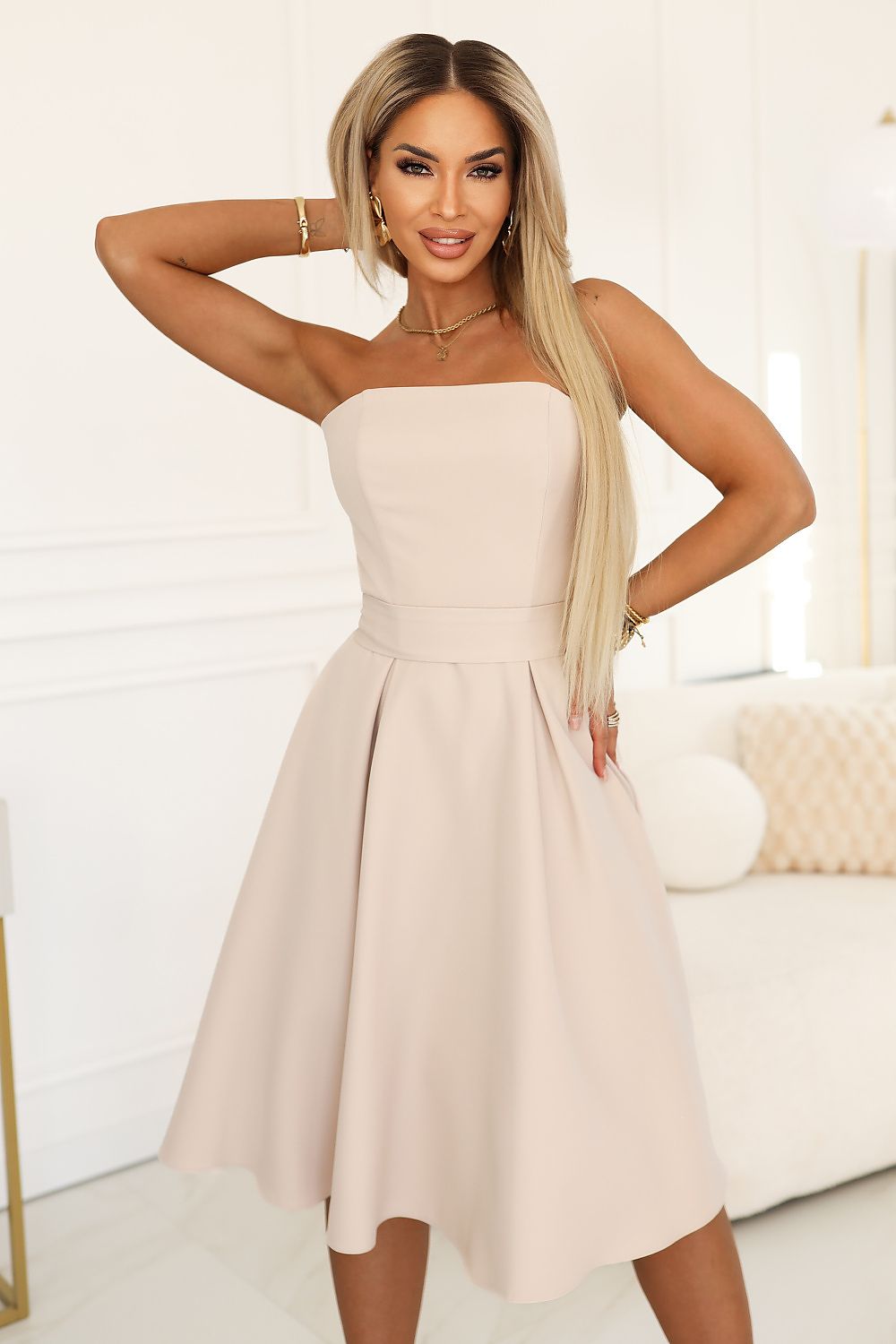   Sukienka Model 641-4 Light Beige - Numoco 