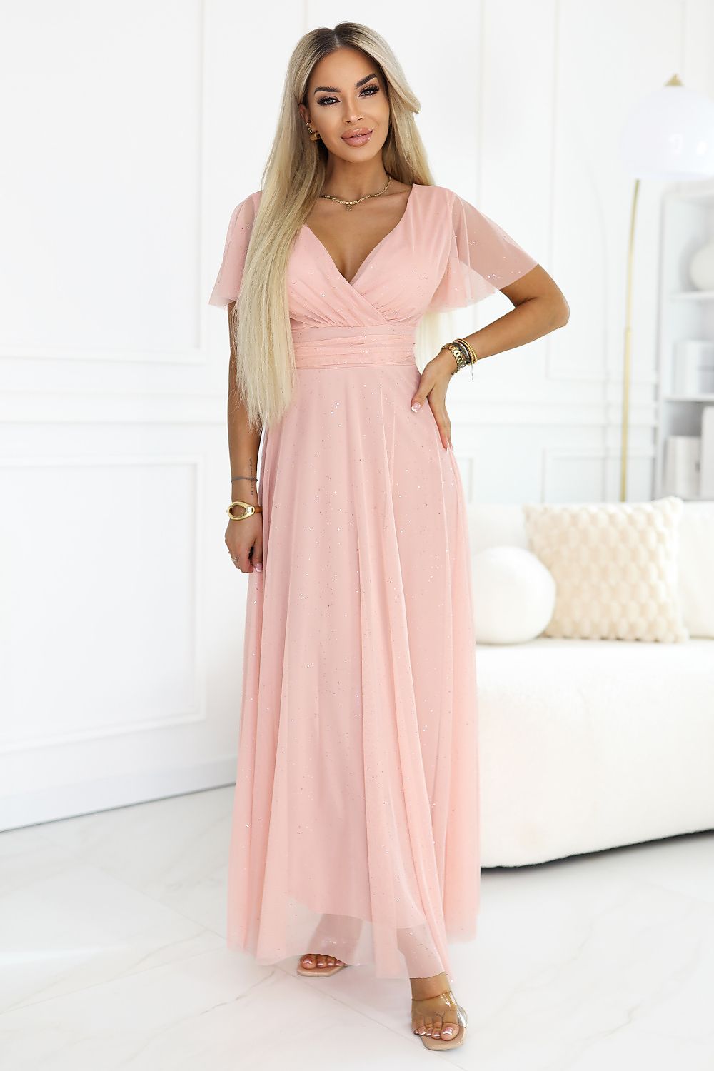  Sukienka Model Melania 635-7 Brzoskwinia - Numoco 