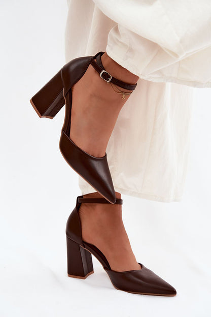   Czółenka Model Selvra 8707 Czekolada Skóra - Step in style 