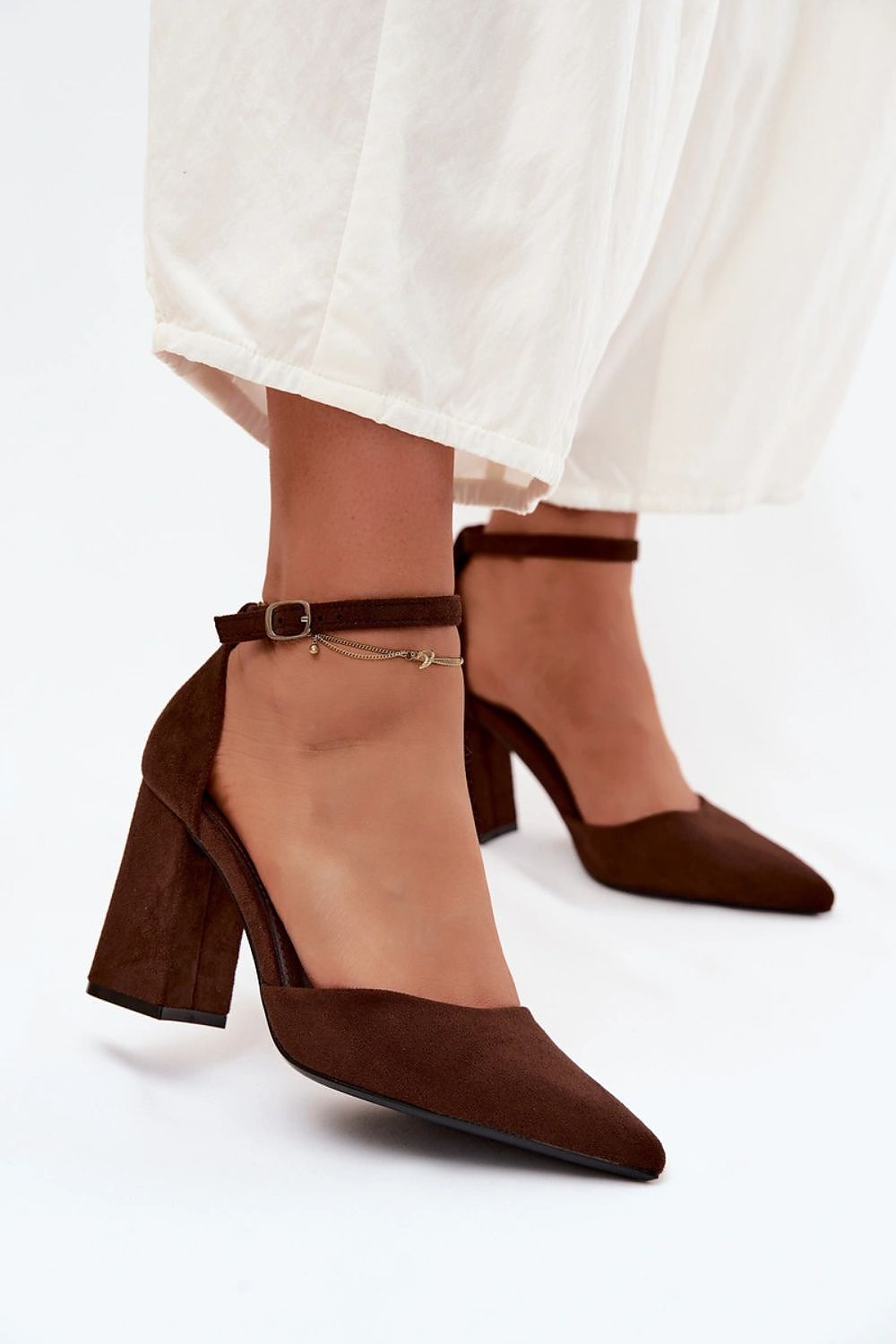   Czółenka Model Selvra 8758 Czekolada Zamsz - Step in style 