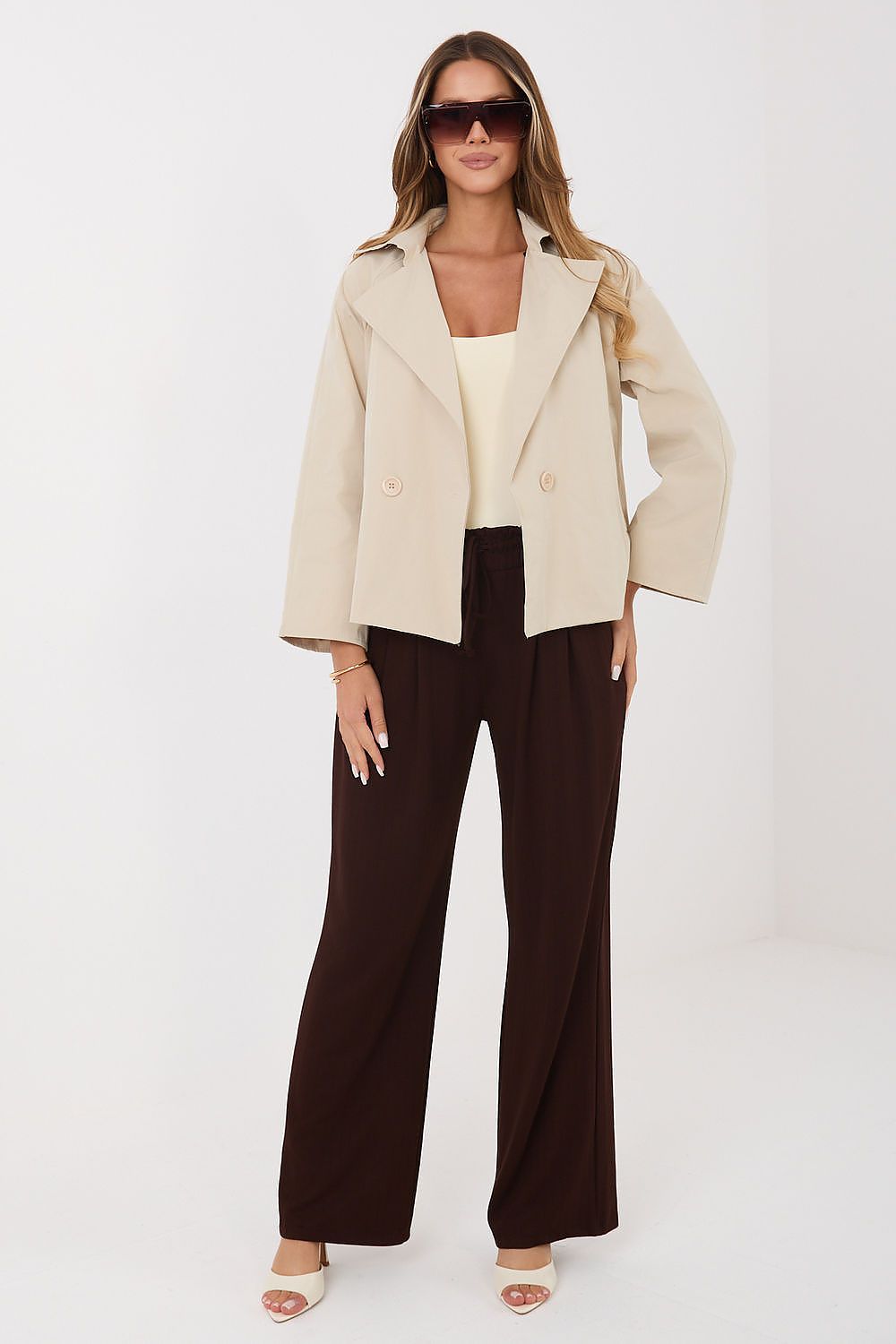   Płaszcz Damski Model IT-KR-FL8897KSM.02 Beige - Rue Paris 