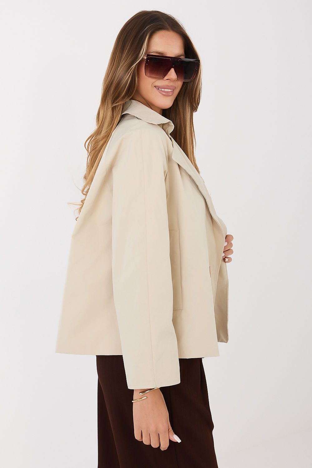   Płaszcz Damski Model IT-KR-FL8897KSM.02 Beige - Rue Paris 
