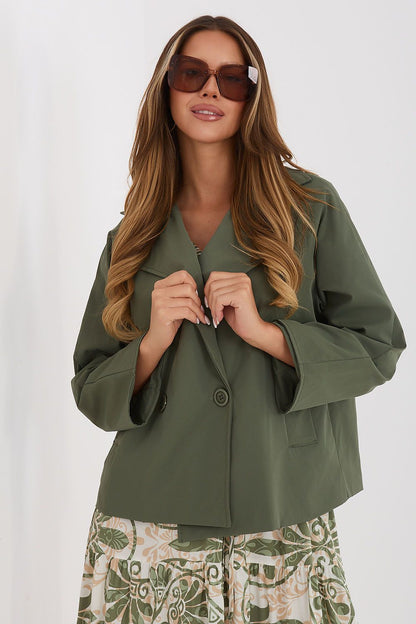   Płaszcz Damski Model IT-KR-FL8897KSM.00 Khaki - Rue Paris 