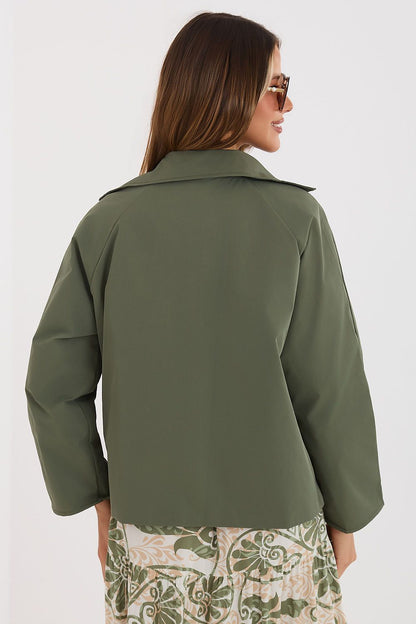   Płaszcz Damski Model IT-KR-FL8897KSM.00 Khaki - Rue Paris 