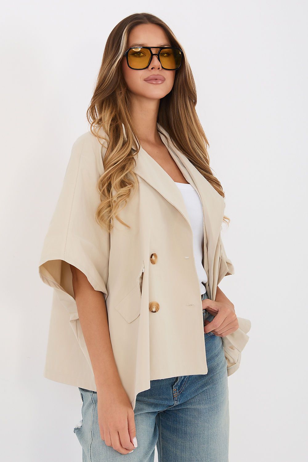   Płaszcz Damski Model IT-KR-FL10153KSM.86 Beige - Rue Paris 