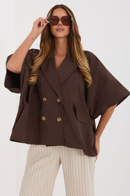   Płaszcz Damski Model IT-KR-FL10153KSM.86 Brown - Rue Paris 