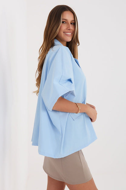   Płaszcz Damski Model IT-KR-FL10153KSM.91 Light Blue - Rue Paris 