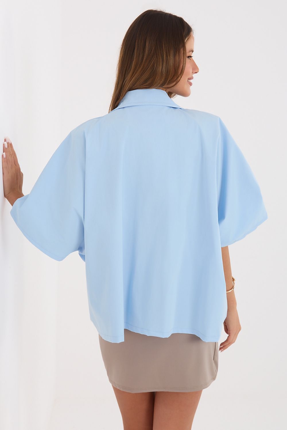   Płaszcz Damski Model IT-KR-FL10153KSM.91 Light Blue - Rue Paris 