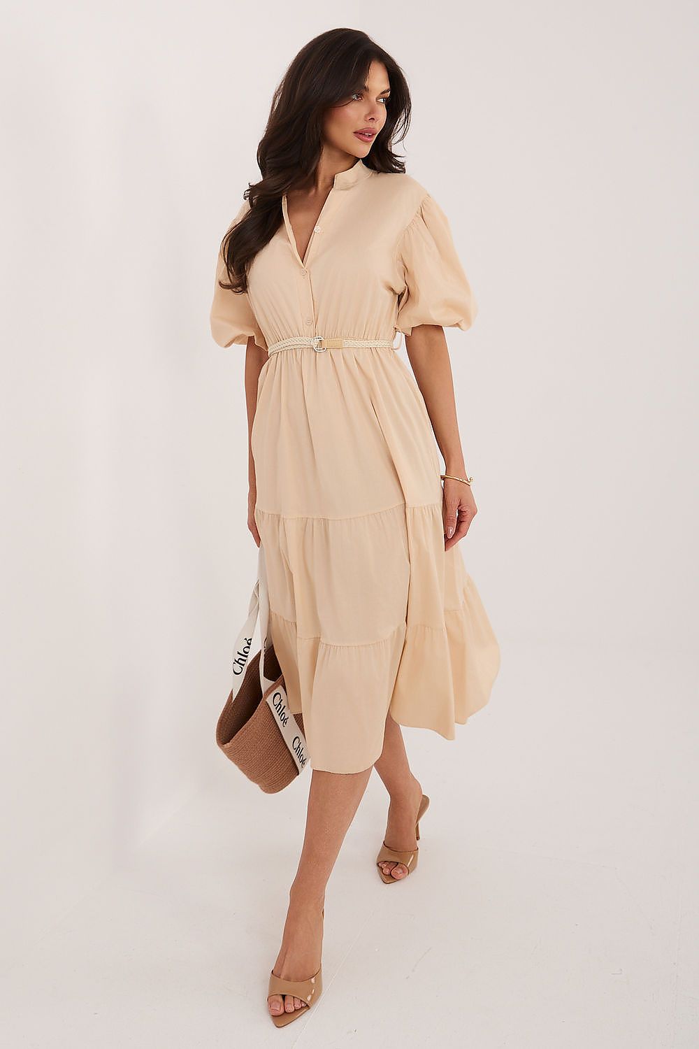  Sukienka Model MI-SK-92950.90 Beige - Italy Moda 