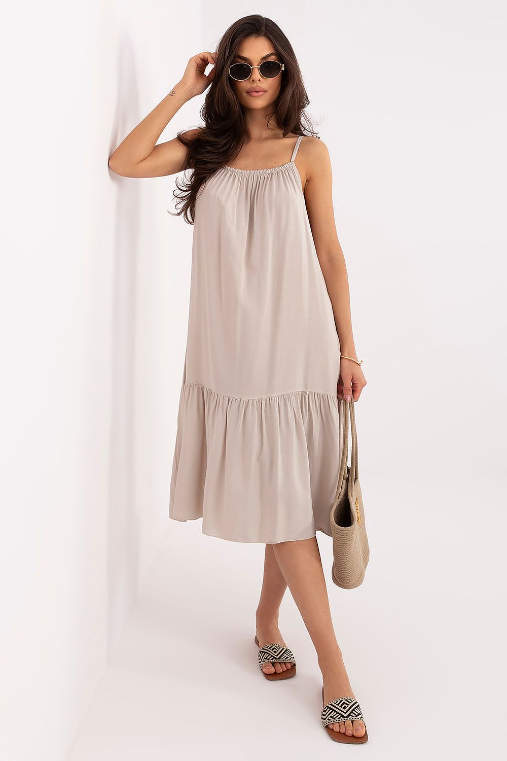  Sukienka Model IR-SK-6816.16P Beige - Italy Moda 