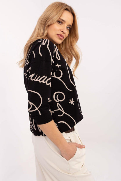   Bluzka Model RV-BZ-A267-1.58 Black - Rue Paris 