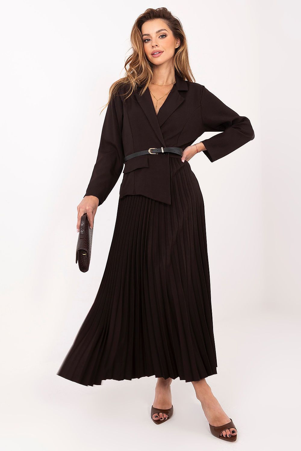  Sukienka Model IT-SK-21599-1.03 Dark Brown - Rue Paris 