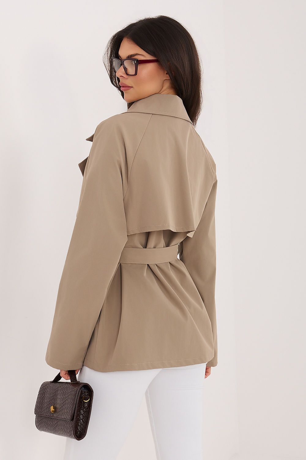   Płaszcz Damski Model IT-PL-FL10069.85 Dark Beige - Rue Paris 