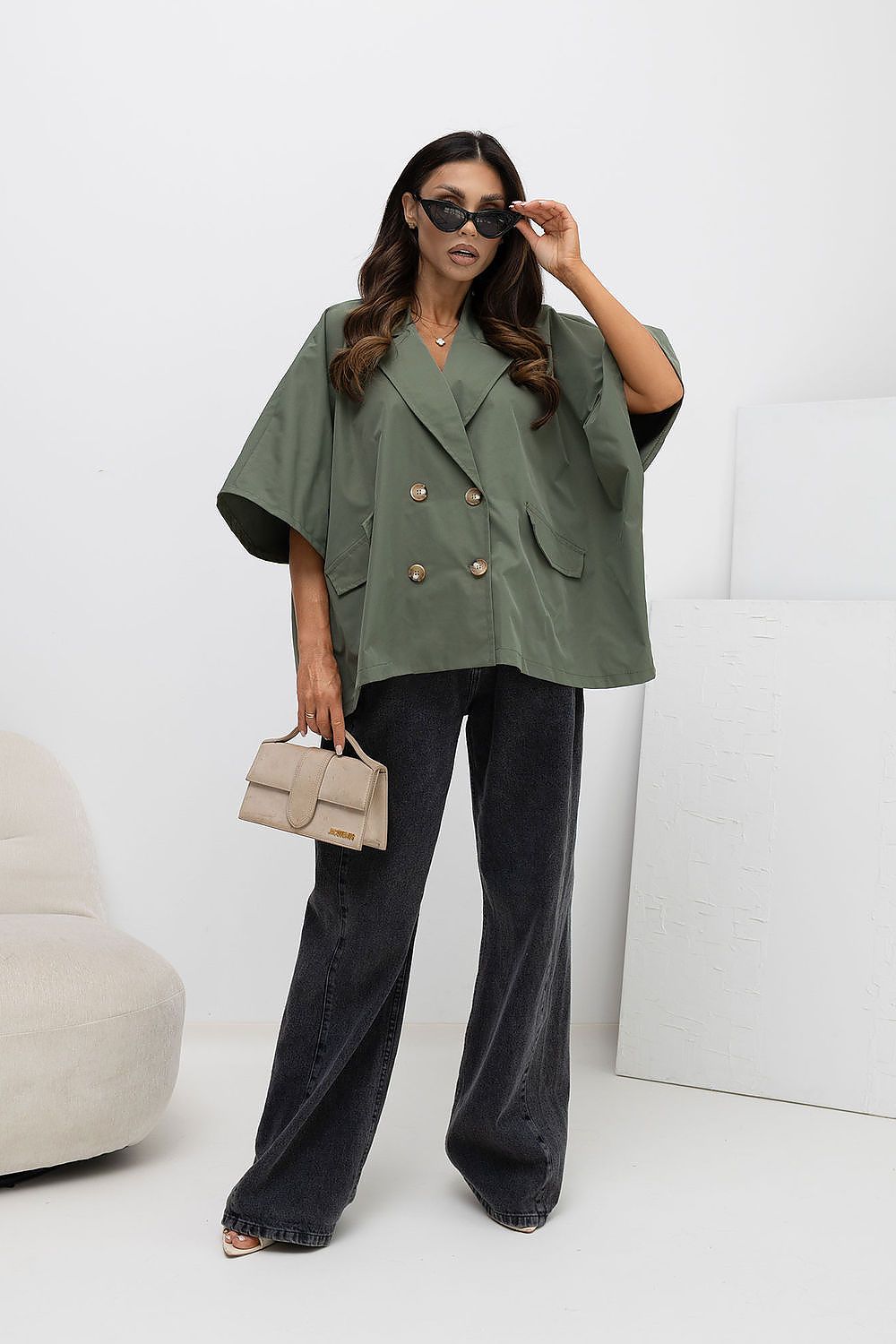   Płaszcz Damskie Model IT-KR-FL10153KSM.91 Khaki - Rue Paris 