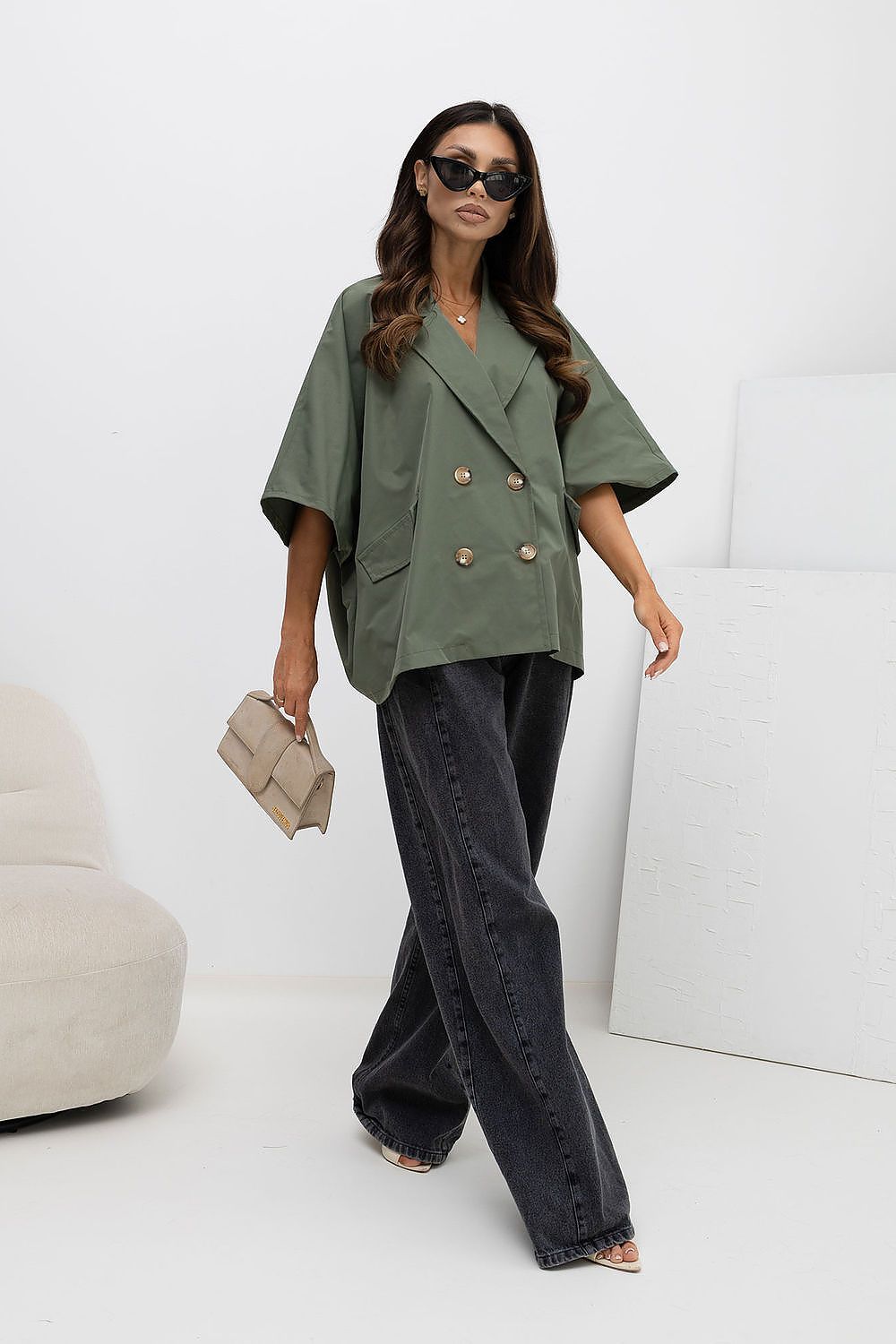   Płaszcz Damskie Model IT-KR-FL10153KSM.91 Khaki - Rue Paris 