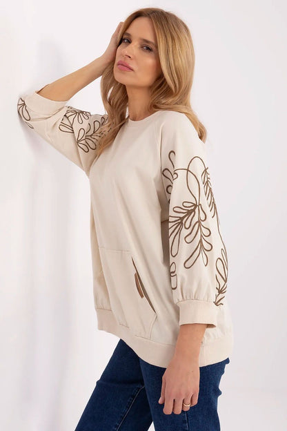   Bluza Damska Model RV-BL-A367-1.18P Light Beige - Rue Paris 