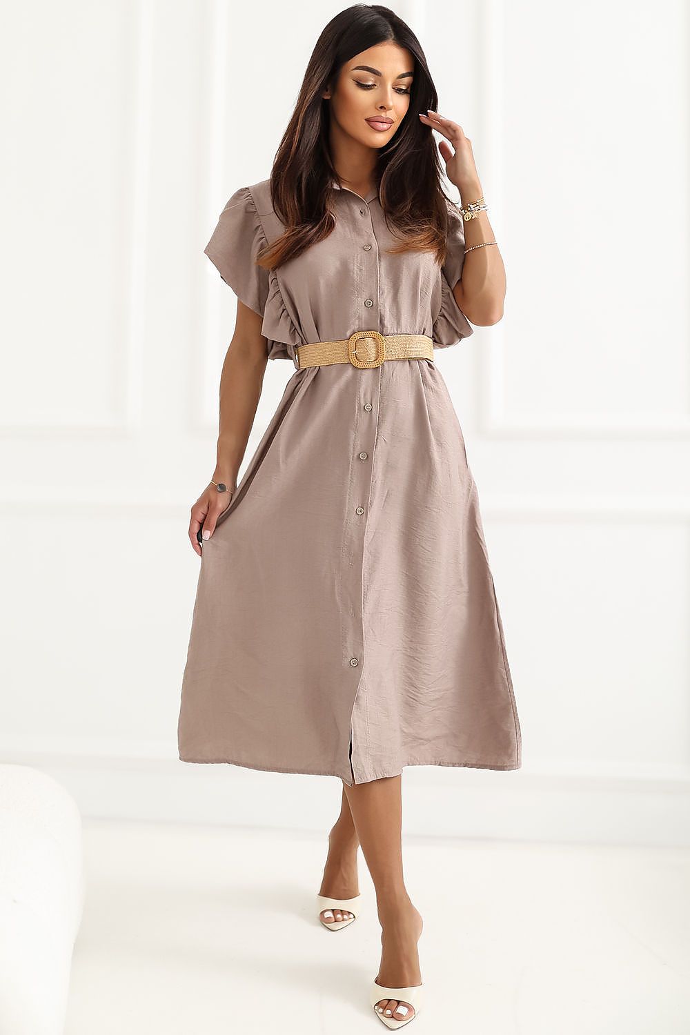  Sukienka Model MI-SK-82970.86 Dark Beige - Italy Moda 
