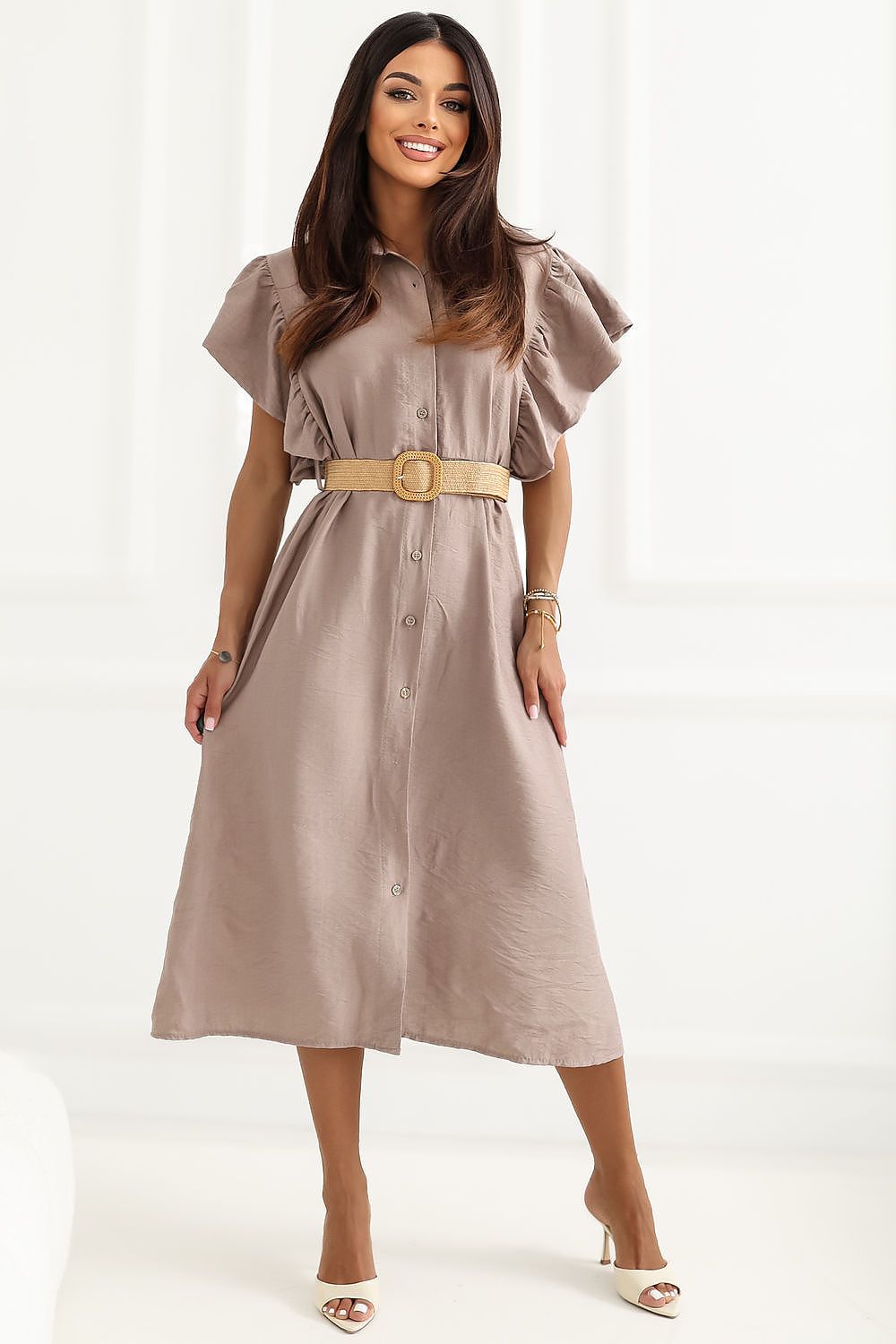  Sukienka Model MI-SK-82970.86 Dark Beige - Italy Moda 