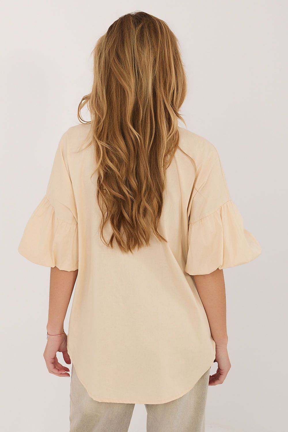   Koszula Damska Model MI-KS-3389A.90 Light Beige - Italy Moda 