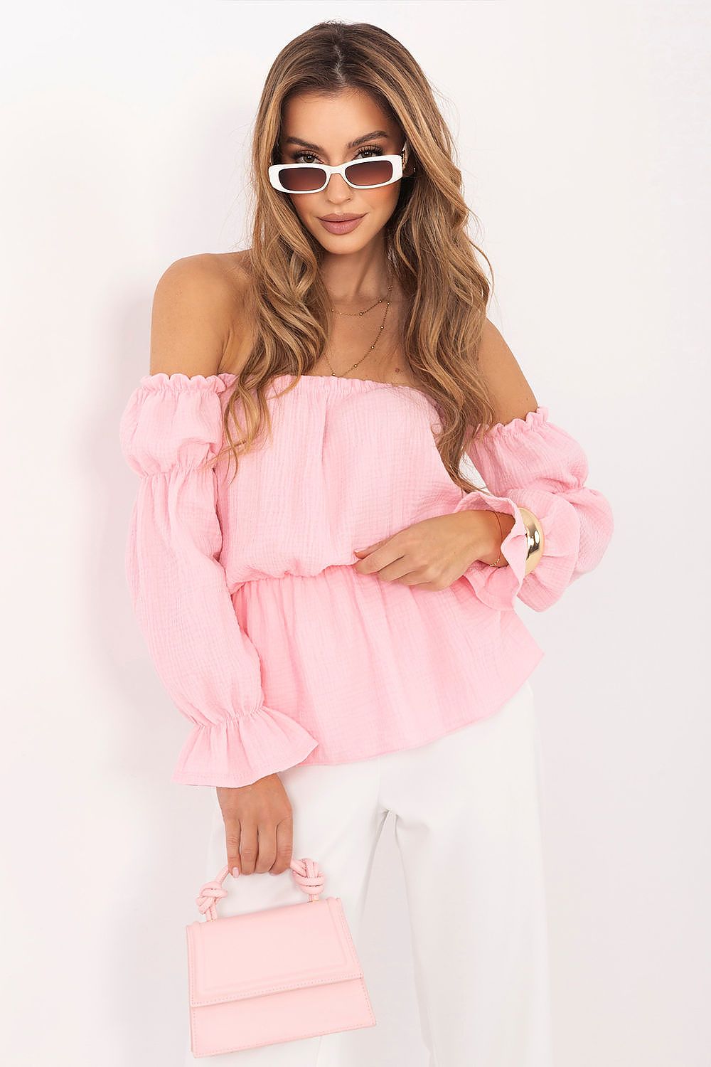   Bluzka Model MI-BZ-M682.92 Light Pink - Italy Moda 