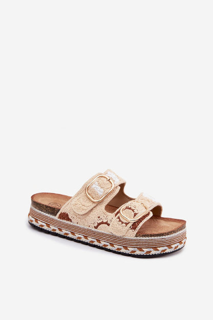  Sandał Klapki Model Glimma LX9632 Beige - Step in style 