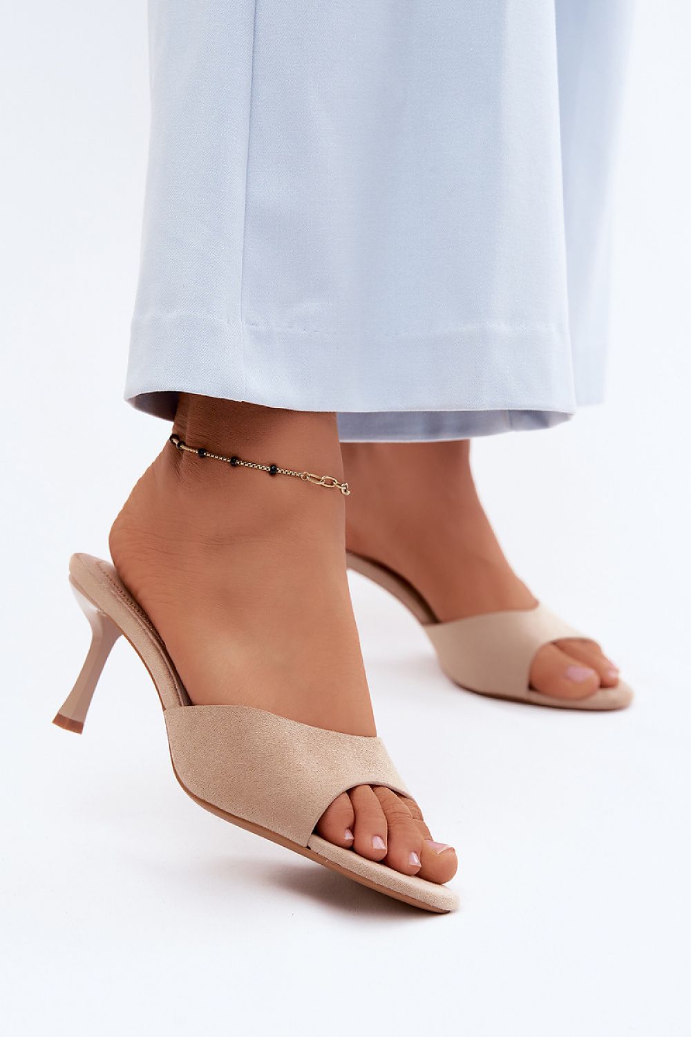  Sandał Klapki Model Melissea XL-19 Beige Zamsz - Step in style 