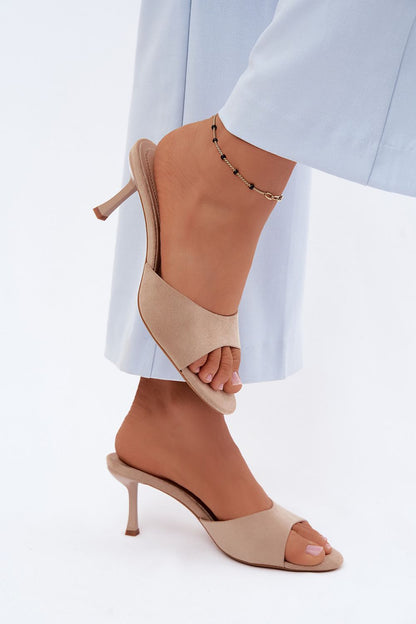  Sandał Klapki Model Melissea XL-19 Beige Zamsz - Step in style 