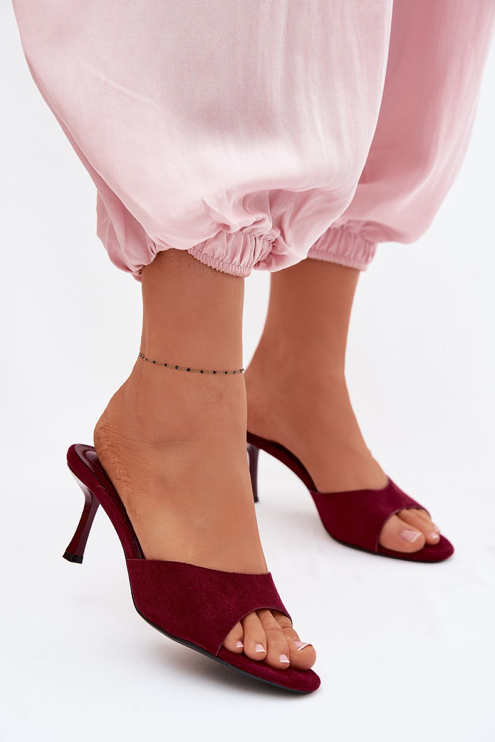  Sandał Klapki Model Melissea XL-19 Bordo Zamsz - Step in style 