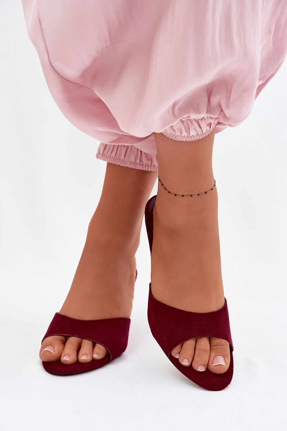  Sandał Klapki Model Melissea XL-19 Bordo Zamsz - Step in style 