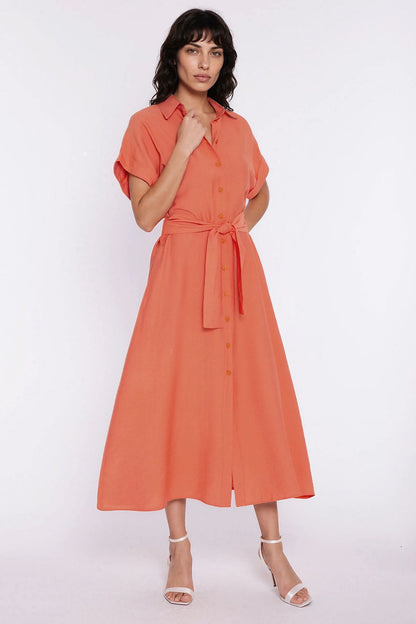  Sukienka Koszulowa sukienka S294 Orange - Nife 