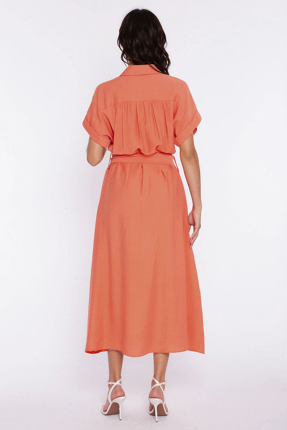  Sukienka Koszulowa sukienka S294 Orange - Nife 