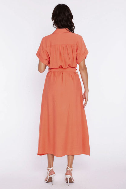  Sukienka Koszulowa sukienka S294 Orange - Nife 