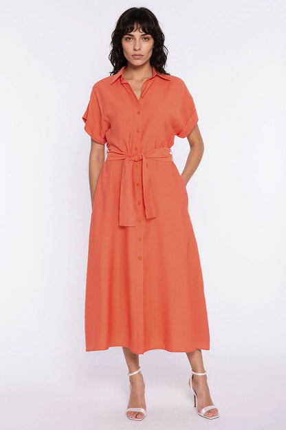 Sukienka Koszulowa sukienka S294 Orange - Nife 