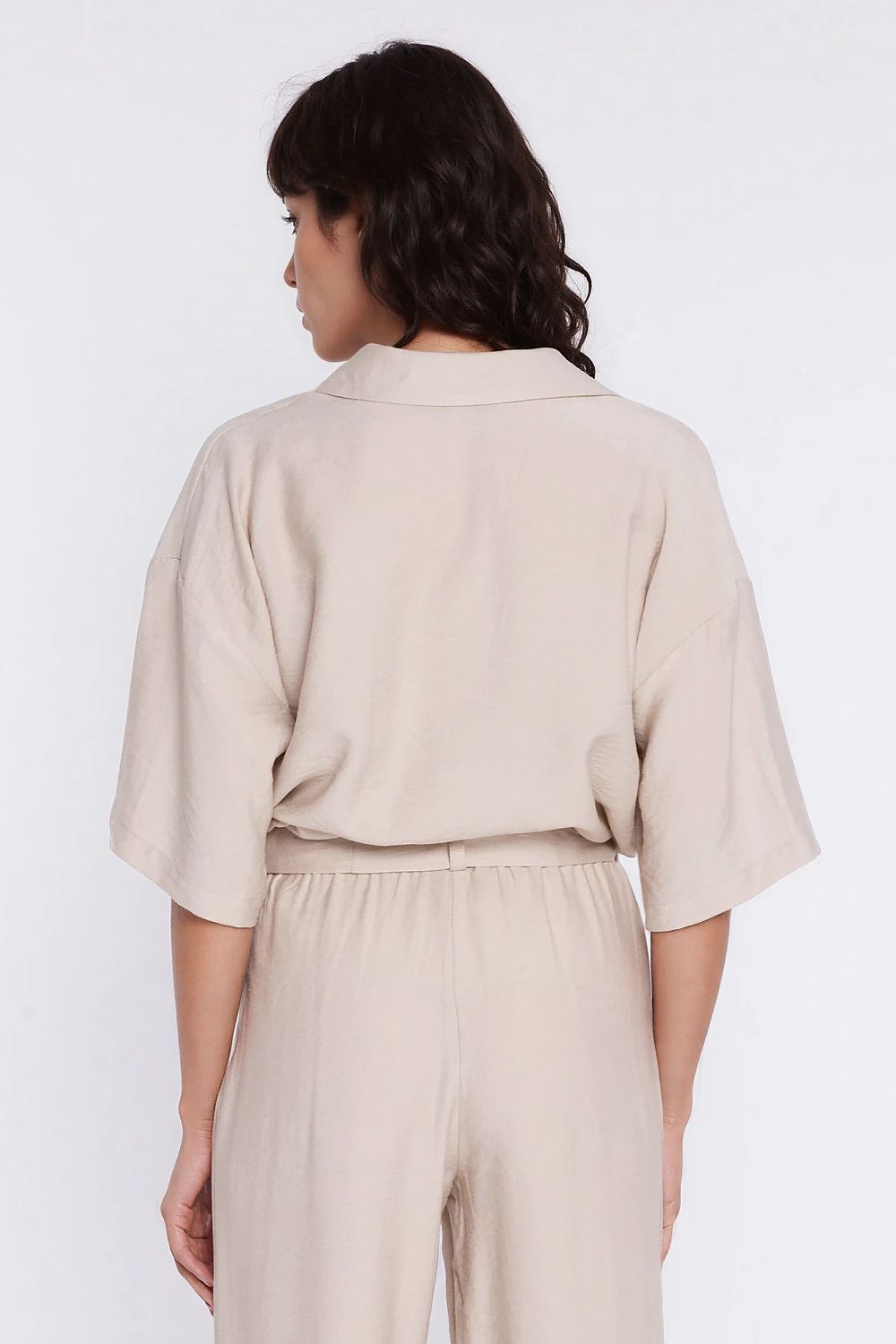   Oversizowa koszula z kieszeniami K97 Beige - Nife 