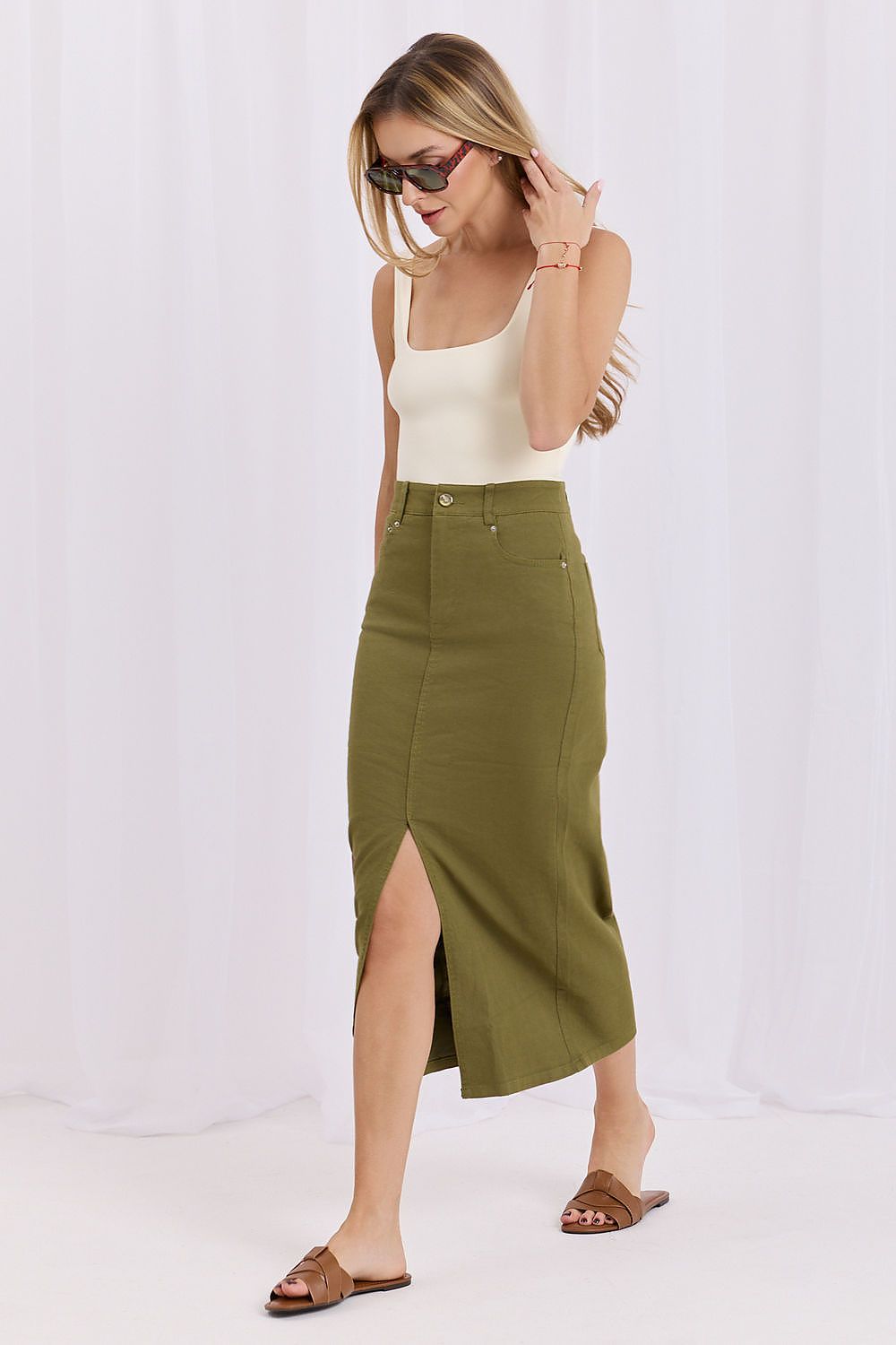  Spódnica Model HM-SD-MC6290.49 Khaki - Factory Price 