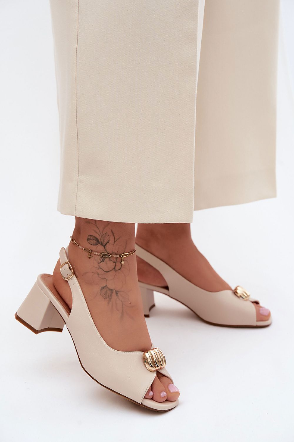  Sandały Model Sergio Leone SK159 Beige - Step in style 
